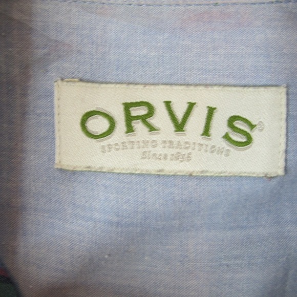 Orvis Short Sleeve Button Down Cotton Shirt Men's Large Red Blue Plaid - Picture 4 of 7